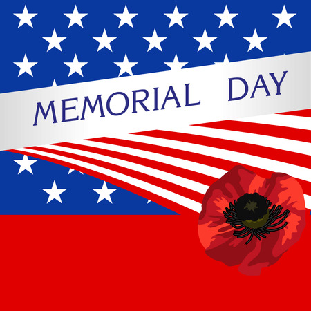 United States flag with boutonniere red  Vector poster with the inscription memorial day and a place for your textのイラスト素材