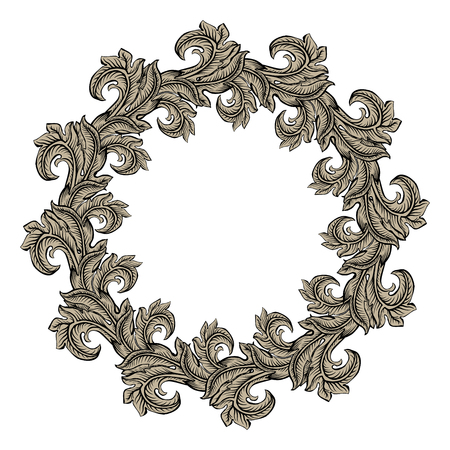 Vintage branch in the style of engraving. Wreath, frame for the design of pages, books, fabrics.のイラスト素材