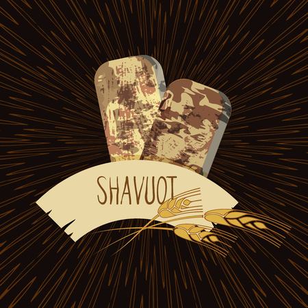 Decorative grain ears to create design compositions. The Jewish holiday of Shavuot. Symbols of the harvest and agriculture. Golden ears of wheat will decorate your product.のイラスト素材