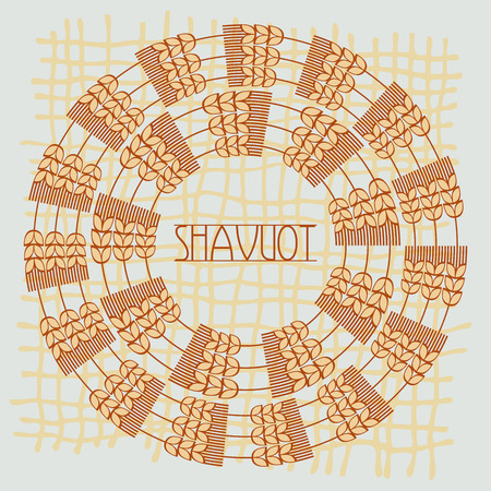 Decorative grain ears to create design compositions. The Jewish holiday of Shavuot. Symbols of the harvest and agriculture. Golden ears of wheat will decorate your product.のイラスト素材
