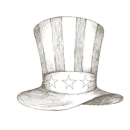 An element of decoration for Patriotic holidays. Isolated object on white background. Hand drawing in sketch style.のイラスト素材
