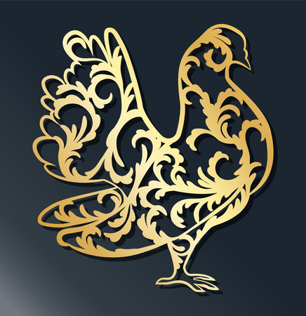 Laser template for a wedding pendant, dangler for pigeon-shaped vinyl cutting. The decor is a stylized openwork pattern of flowers and branches. The image is suitable for laser cutting, cutting or printing a plotterのイラスト素材
