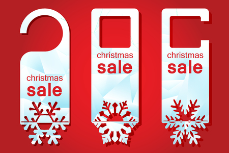 Christmas sale. Template labels for laser cutting. Advertizing dorkhenger with through New Year's drawing. vector illustrationのイラスト素材