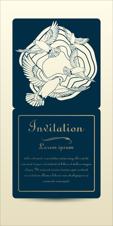 Laser cut wedding invitation from cardboard and paper. Vector illustrationのイラスト素材