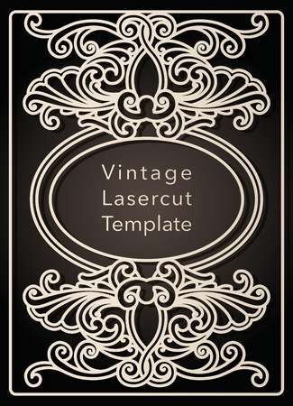 Decorative frame for laser cutting. Cover design, invitations, save date, greeting card in art Nouveau style for wedding, romantic party. Vector illustrationのイラスト素材