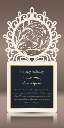 Laser cut for greeting card, invitation, cardboard and paper badge. Card for wedding, romantic party, happy holiday. Vector illustrationのイラスト素材