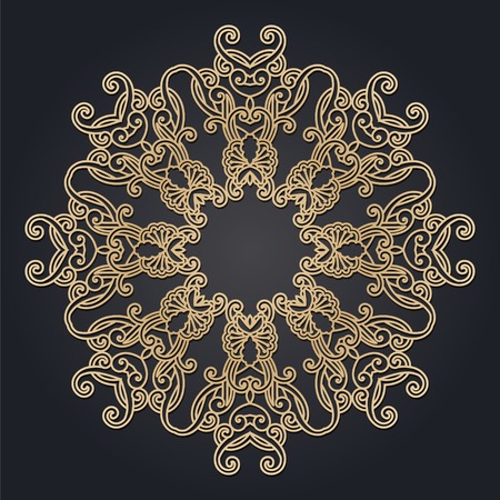 Round openwork frame for laser cutting. Mandala for interior decoration, pages, covers. Decorative ethnic ornament. Vectorのイラスト素材