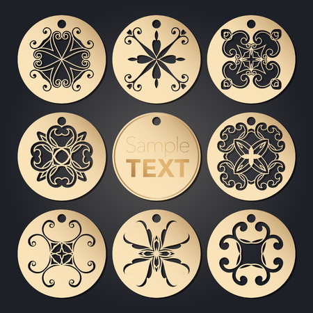 Set of blank paperwork paper tags, labels, stickers for laser cutting. Separate elements of various forms. Flat design. Vector illustrationのイラスト素材