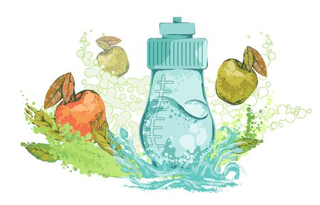 Fitness concept. Elements of a healthy lifestyle. Stylized spray.のイラスト素材