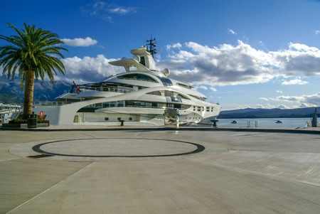 Yacht parked in Poro Montenegro,Tivat,Montenegroのeditorial素材