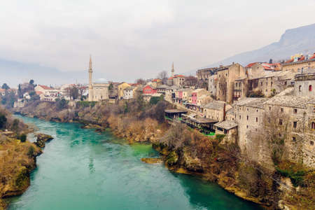 View from the old Bridge in Mostar,Bosnia and Herzegovinaの写真素材