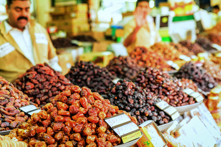 Dry dates and other dry fruit in the market in Dubaiの写真素材