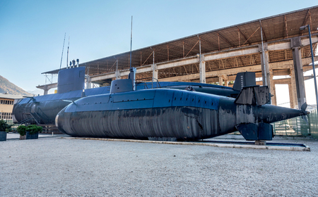 Old submarine in Porto montenegro in Tivat city, Montenegroの写真素材
