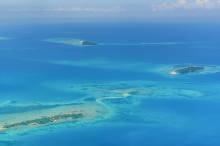 Beautiful landscape view from aircraft of Zanzibar Island, Tanzania