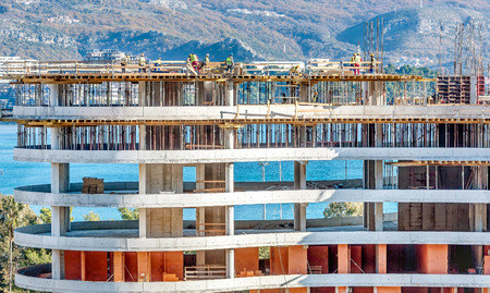 New building construction site in Budva, Montenegroの写真素材