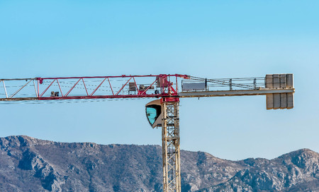 Close up of a crane on a construction site