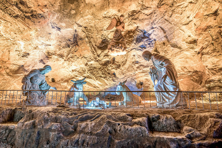 Nativity scene in Zipaquira Salt Cathedral in Bogota, Colombiaのeditorial素材