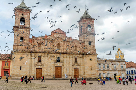 Bogota, Colombia- March 8, 2017: Cathedral of the Most Holy Trinity at the main square in Zipaquira, Bogota, Colombiaのeditorial素材