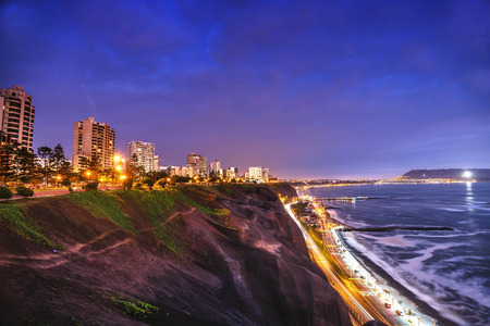 The Pacific coast of Miraflores in Lima, Peruの写真素材