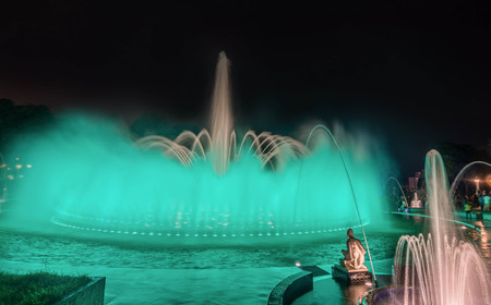 Colorful Fountain at night in the Park of the Reserve in Lima, Peruのeditorial素材