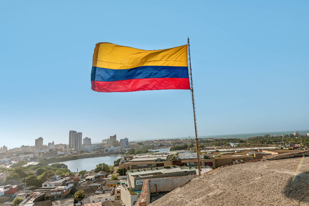 Fort San Felipe in  old town Cartagena, Colombiaの写真素材