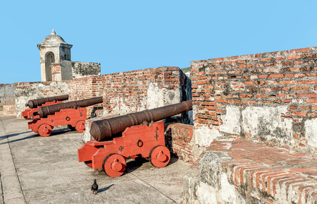 Fort San Felipe in  old town Cartagena, Colombiaの写真素材