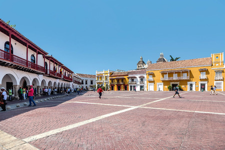 Cartagena, Colombia- March 2, 2017:Buildings in the old town Cartagena, Colombiaのeditorial素材
