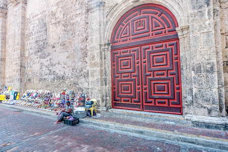 Cartagena, Colombia- March 2, 2017:Doors of Church of San Pedro Claver in old town Cartagena, Colombiaのeditorial素材