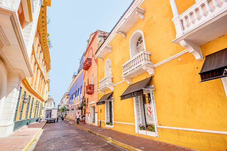 Cartagena, Colombia- March 2, 2017:Buildings in the old town Cartagena, Colombiaのeditorial素材