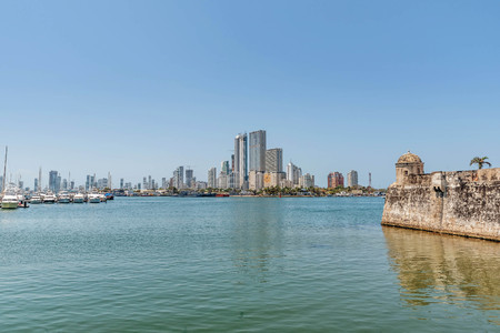 Skyline of the city Cartagena, Colombiaのeditorial素材