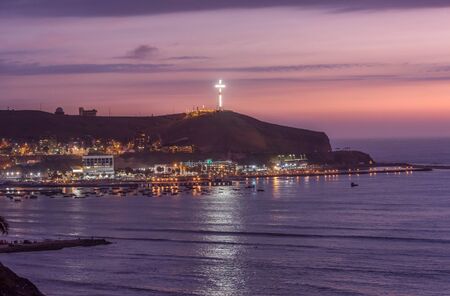 The Pacific coast of Miraflores in Lima, Peruの写真素材