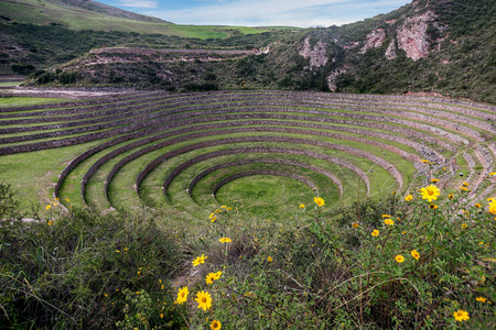 Inca Agricultural research station, Moray, Peruの写真素材
