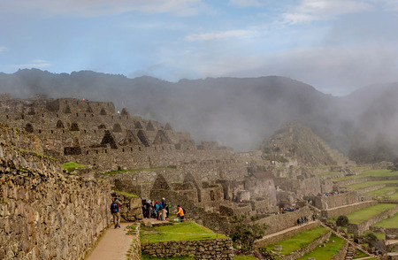 Machu Picchu- March 15, 2017:Morning mist rising above Macchu Pichu Valley, Peruのeditorial素材