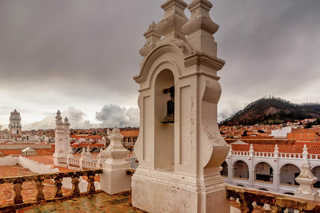 Bell tower and kupola of San Felipe Neri Monastery at Sucre, Boliviaのeditorial素材