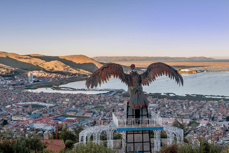 View of Puno by Titicaca lake, Peruの写真素材