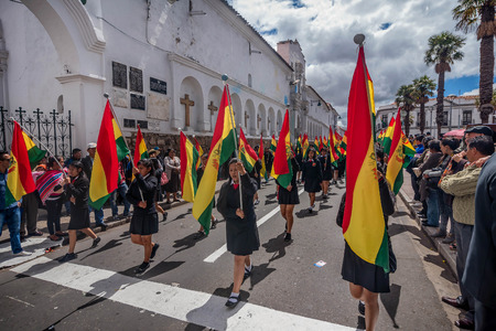 Annual festivity for el dia del mar in Sucre, Boliviaのeditorial素材