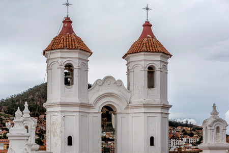 Bell tower and kupola of San Felipe Neri Monastery at Sucre, Boliviaのeditorial素材
