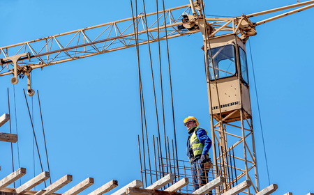 Construction worker working on construction site