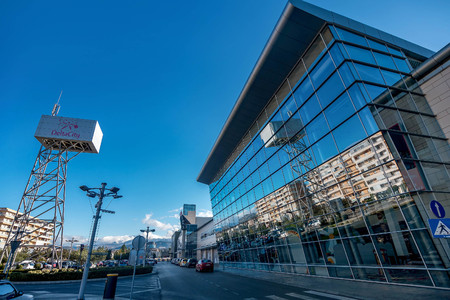 Podgorica, Montenegro- October  25, 2017: Delta City Trade Center in Podgorica, Montenegroのeditorial素材