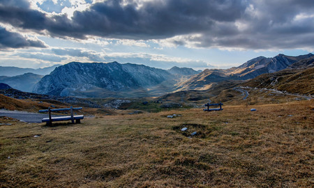 Landscape with mountains in the National Park Durmitor, Montenegroの写真素材