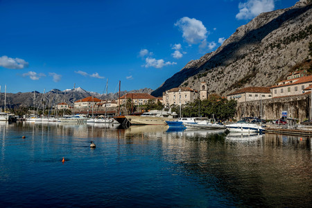 View of Kotor Port near the old Town of Kotor, Montenegroのeditorial素材