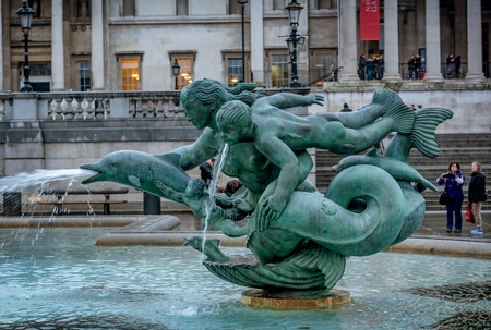 London, UK- January 11, 2018:The Fountain in Trafalgar Square in London, UKのeditorial素材