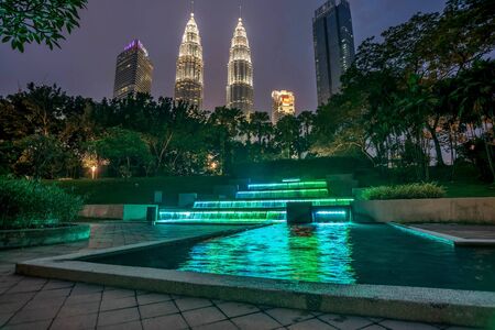 Kuala Lumpur,Malaysia- March 3, 2018:Petronas twin towers at night in  Kuala Lumpur, Malaysia