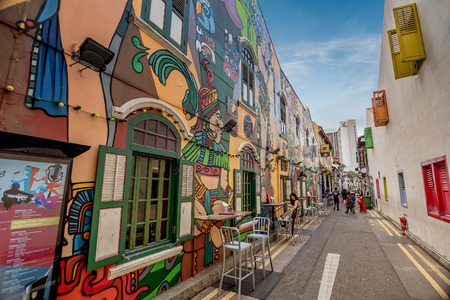 Singapore, Asia- March 1, 2018: Haji Lane in Kampong Glam is Singapore  mecca of fashion boutiquesのeditorial素材