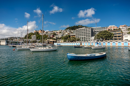 Wellington, New Zealand- March 28, 2018:Wellington city marina with boats and yachts, New Zealandのeditorial素材