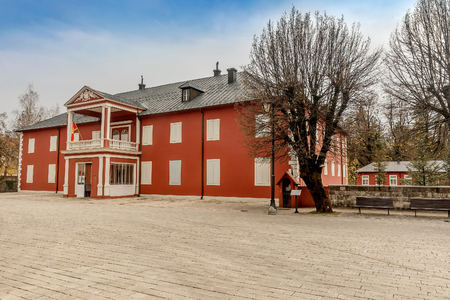 Cetinje, Montenegro- November 18, 2018: King Nicholas Museum old building on the Dvorski square in Cetinje, Montenegroのeditorial素材