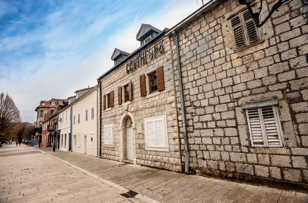 Cetinje, Montenegro- November 18, 2018: Old historical houses in the city of Cetinje, Montenegroのeditorial素材
