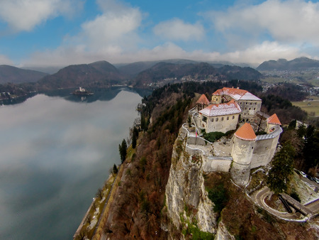 View of the Castle on Blade Lake in Sloveniaのeditorial素材