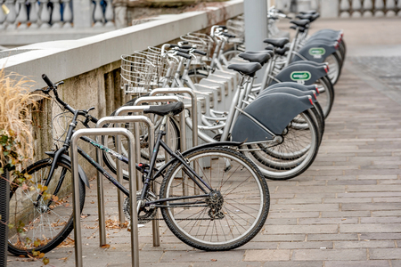 City rental bicycle service in Ljubljana, Sloveniaの写真素材