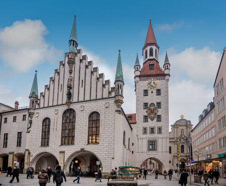 Munich, Germany- January 8, 2019: The Old Town Hall located on the Central square of Munich, Germanyのeditorial素材
